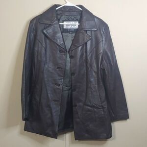 VTG Wilson's Leather Jacket Pelle Studio Dark Brown Long Coat Women's Size XL